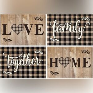 Rustic Plaid Placemats Set - Love, Family, Together, Home